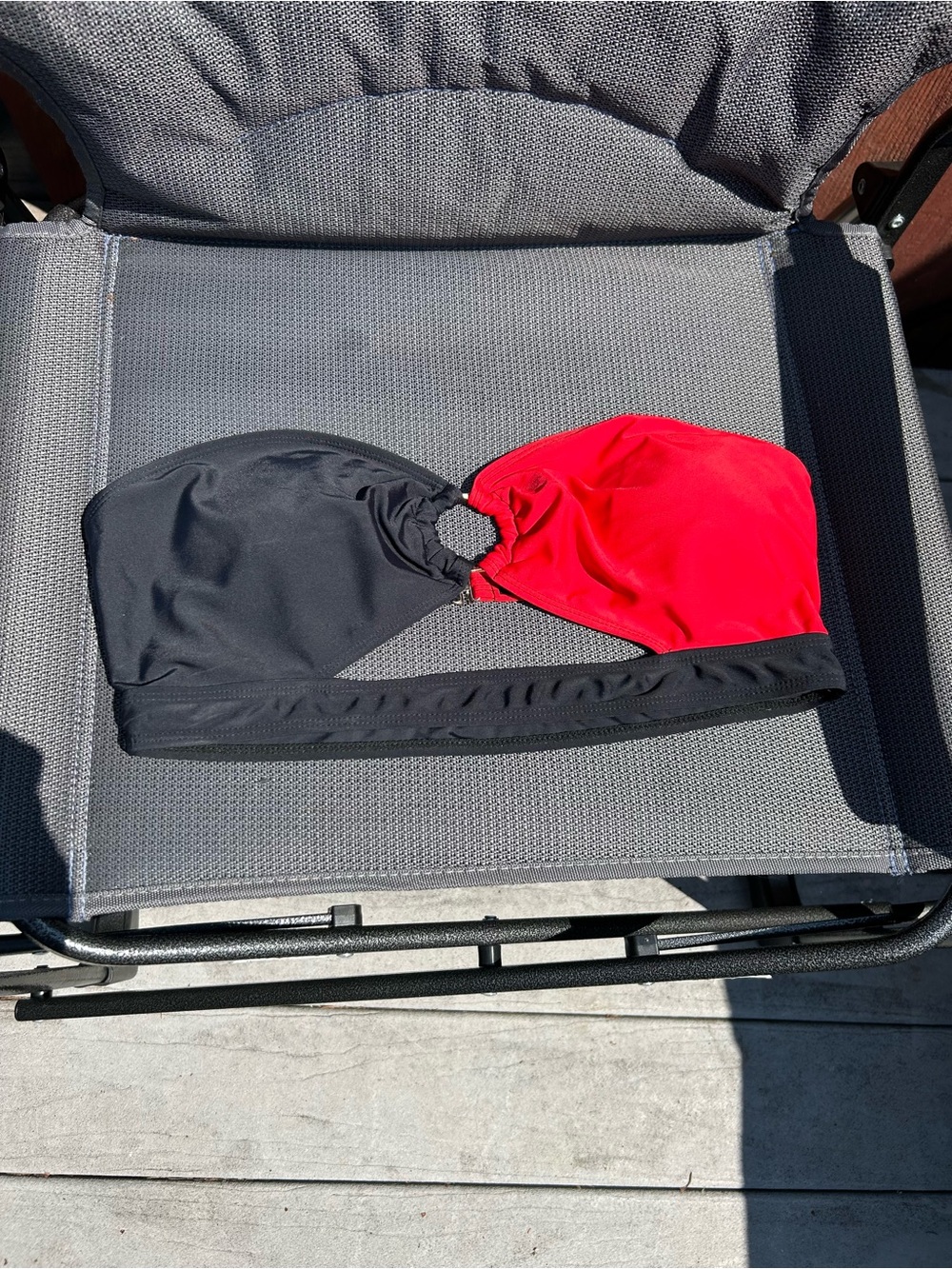 Red and Black Two-Tone Swim Top